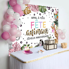 Appel Tous Faire la fête Animaux Heureux Anniversaire Toile de fond
