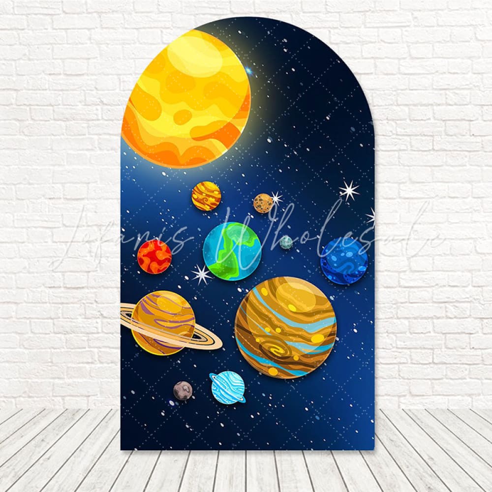 Toile de fond pour arche traînée étoiles galaxie astronaute pour événement intergalactique