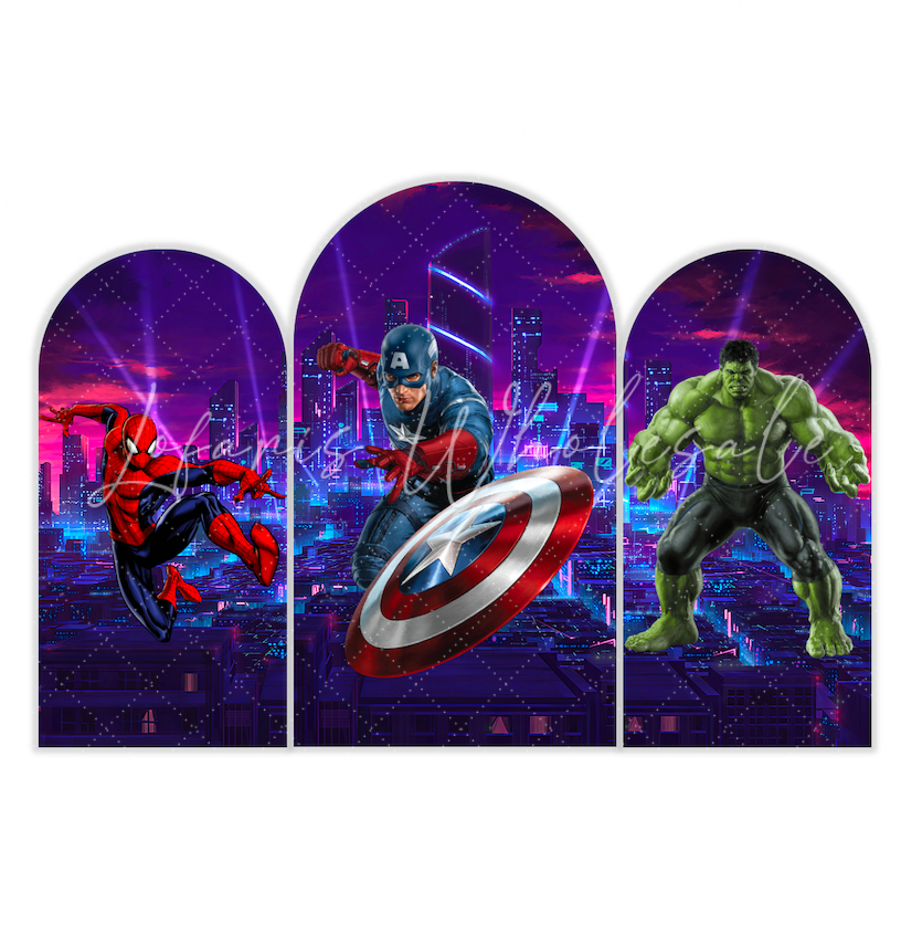 Toile de fond pour arche Joyeux Anniversaire thème super-héros Avengers