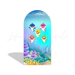 Toile de fond pour arche fête anniversaire Baby Shark
