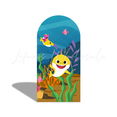 Toile de fond pour arche Joyeux Anniversaire thème Baby Shark