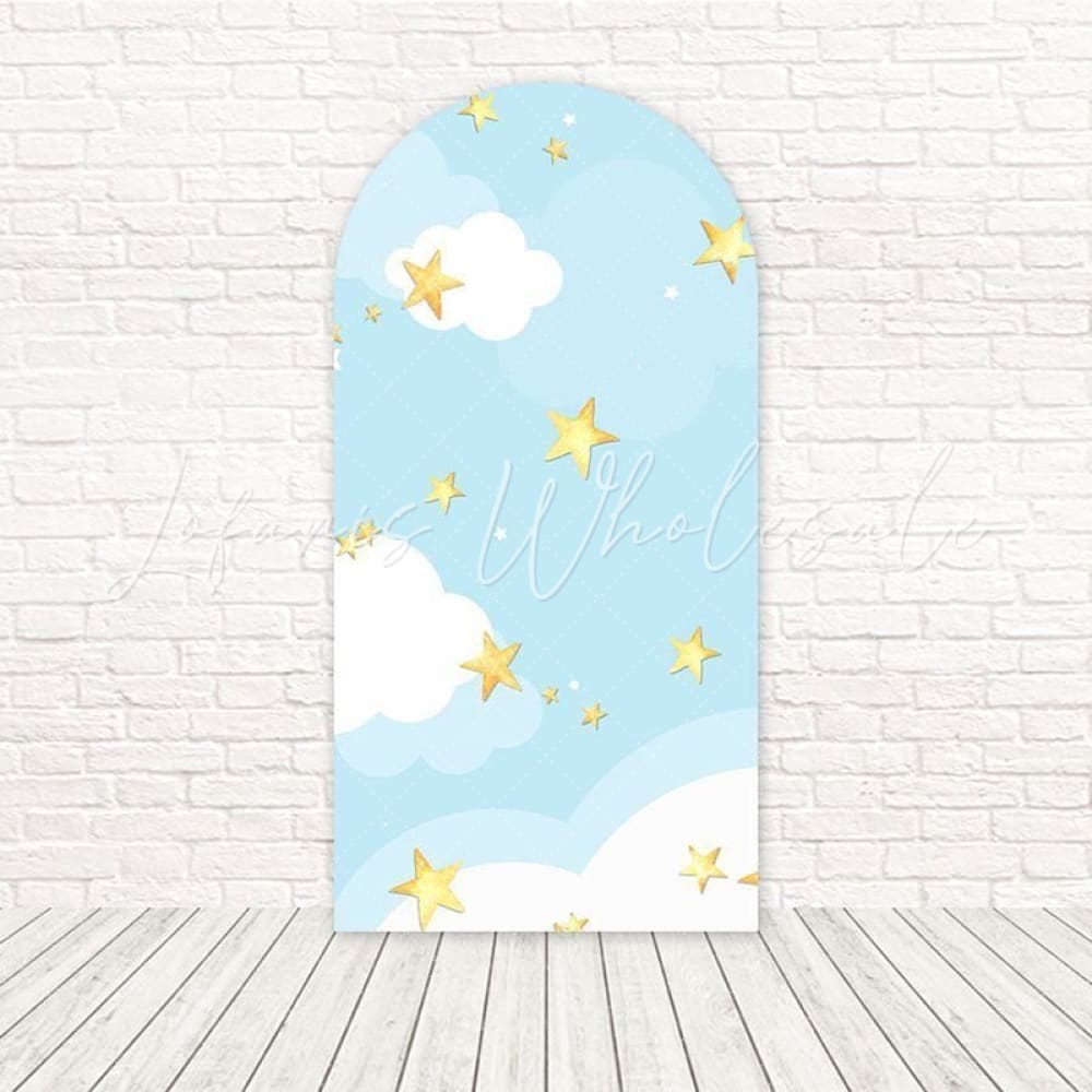 Toile de fond pour arche bleu rose Baby Shower pour célébration bienvenue douce