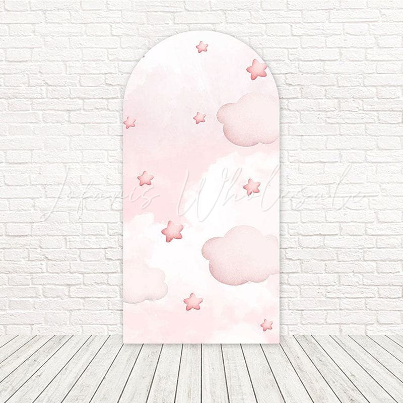 Toile de fond pour arche adorable nuage rose Baby Shower pour célébrations douces