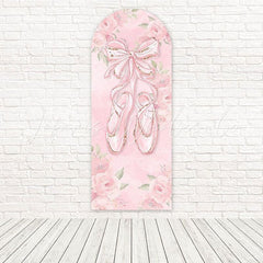 Toile de fond pour arche ton ruban rose doux chaussures ballerine pour récital danse