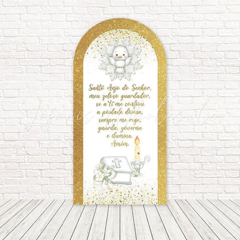 Toile de fond pour arche baptême blanc doux paix pour cérémonie bébé sacrée
