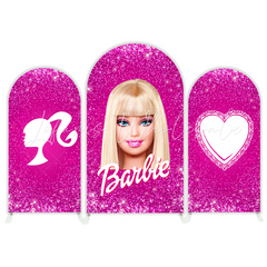 Toile de fond pour arche Joyeux Anniversaire tête Barbie