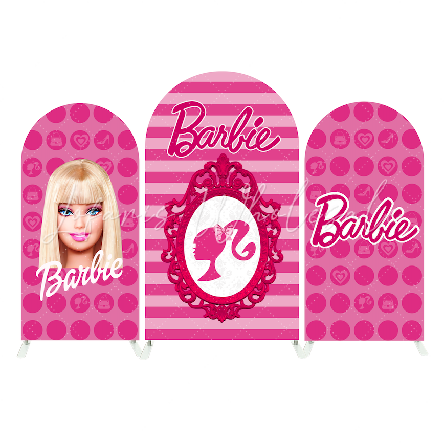 Toile de fond pour arche fond Joyeux Anniversaire thème Barbie