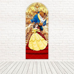 Toile de fond pour arche escaliers tapis La Belle et la Bête pour ensemble château royal