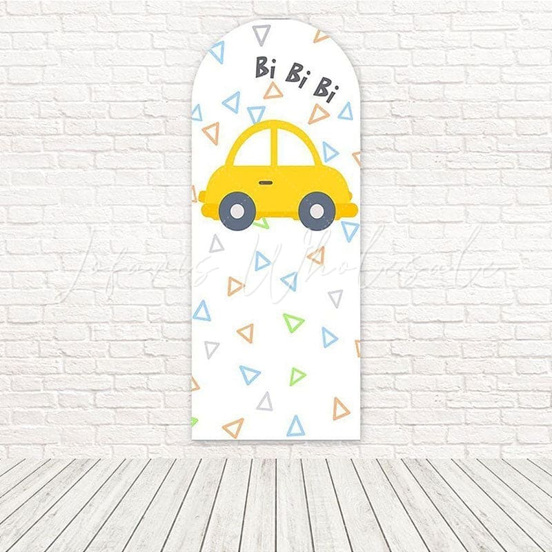 Toile de fond pour arche action anniversaire piste course voiture jouet Bi Bi Bi