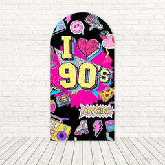 Toile de fond pour arche noir rose I Love 90s pour célébrations thème rétro