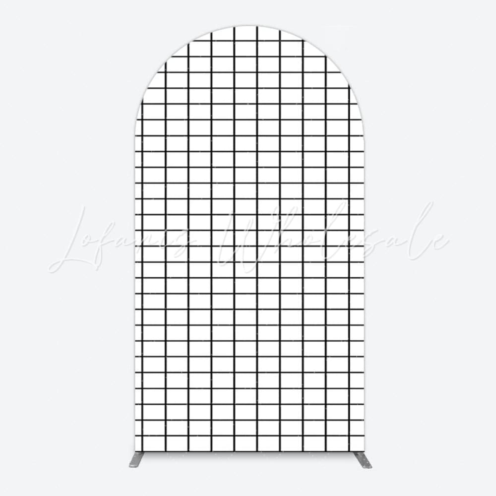 Toile de fond pour arche quadrillage noir et blanc pour scène événement élégant