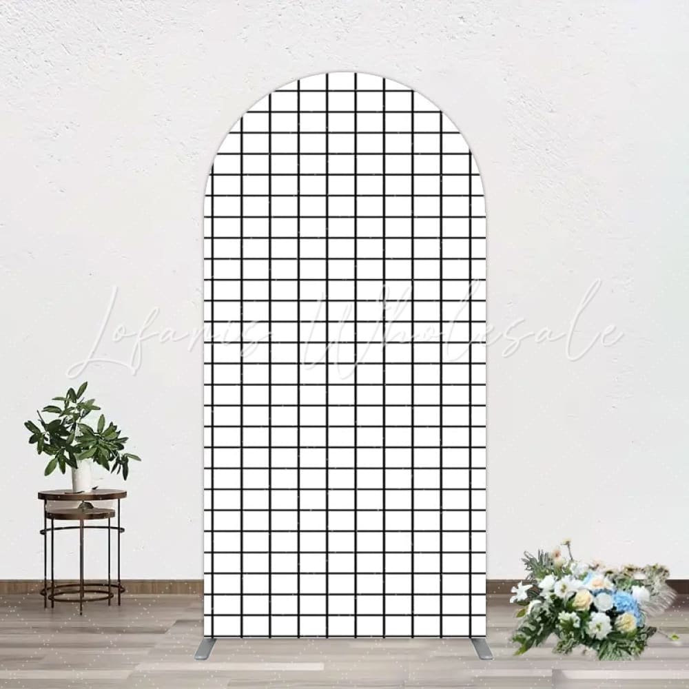 Toile de fond pour arche quadrillage noir et blanc pour scène événement élégant