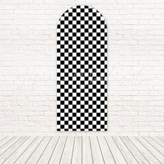 Toile de fond pour arche joie fête rustique ambiance minimale cosy écossais noir blanc