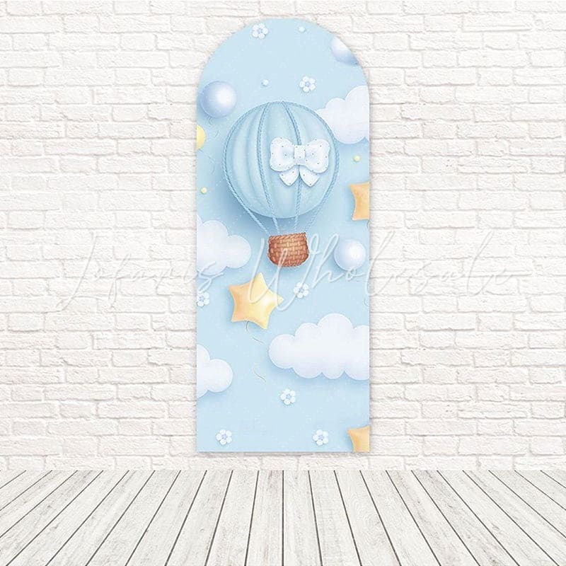 Toile de fond pour arche thème Baby Shower ballon bleu pour joie bienvenue