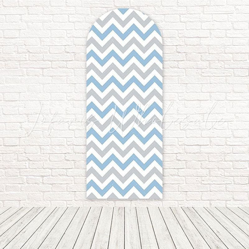 Toile de fond pour arche ambiance audacieuse fraîche motif chevron bleu pour anniversaire garçons