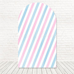 Toile de fond pour arche révélation genre rayures bleu rose pour fête festive