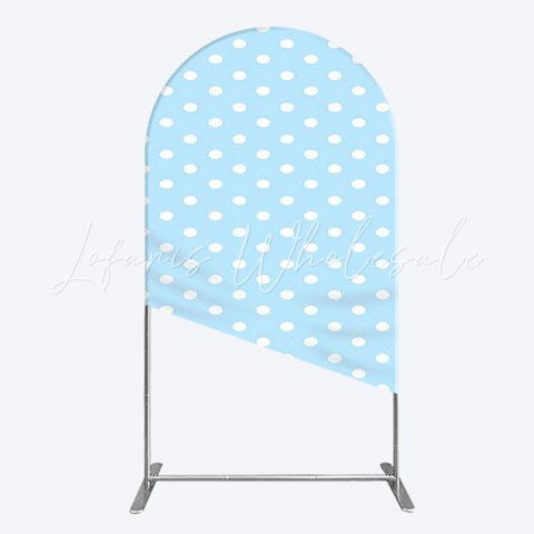 Toile de fond pour arche à pois bleus pour thème Baby Shower