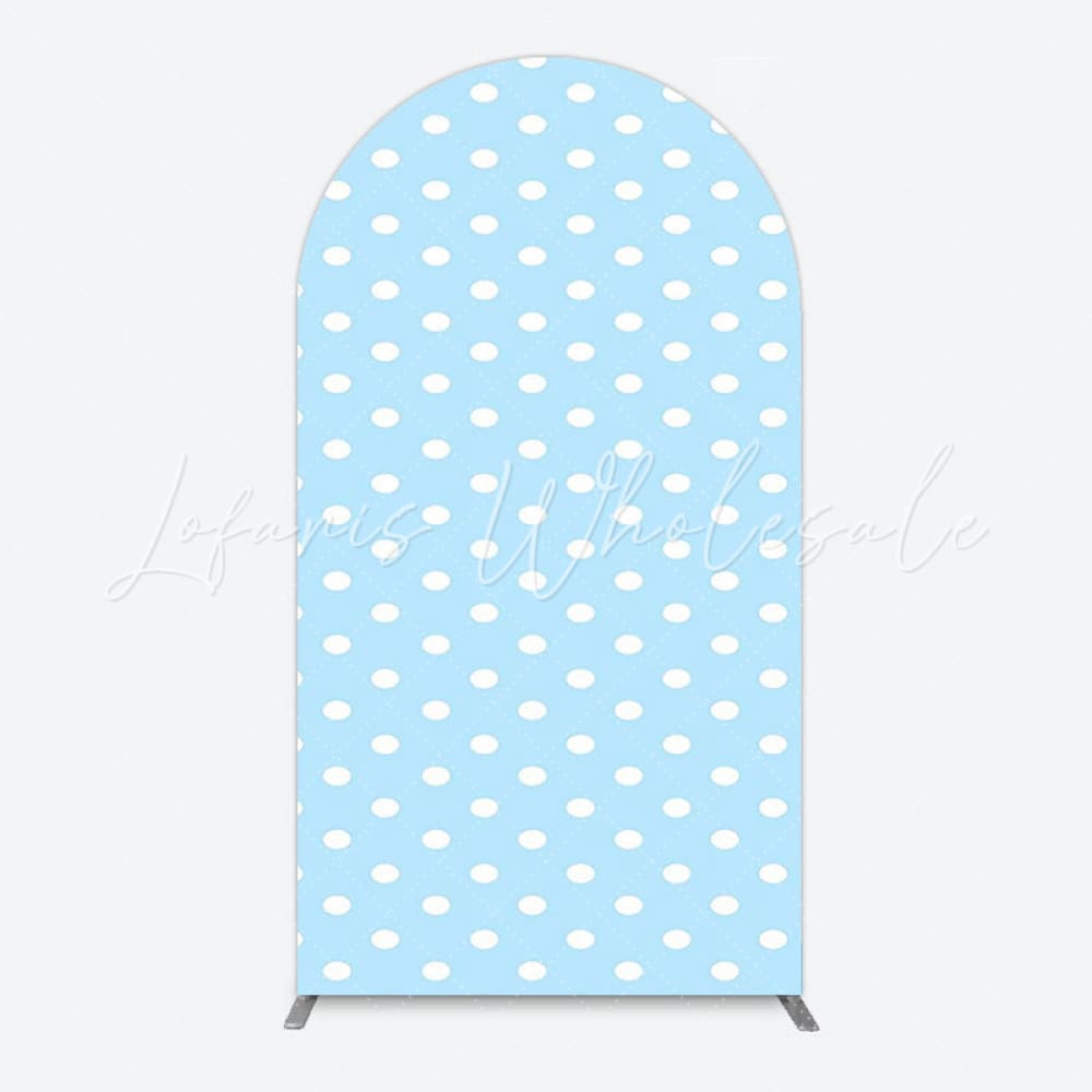 Toile de fond pour arche à pois bleus pour thème Baby Shower