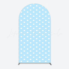Toile de fond pour arche à pois bleus pour thème Baby Shower