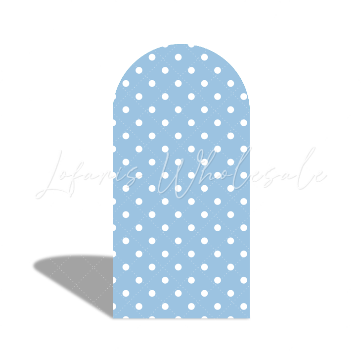 Toile de fond pour arche flore éléphant rayure pois bleus pour fête anniversaire Baby Shower révélation genre
