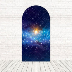 Toile de fond pour arche galaxie étoilée bleue pour thèmes événement magique et cosmique