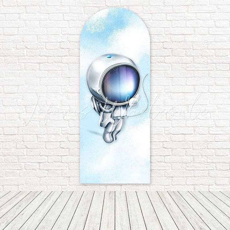 Toile de fond pour arche astronaute blanc bleu pour décorations fête cosmique