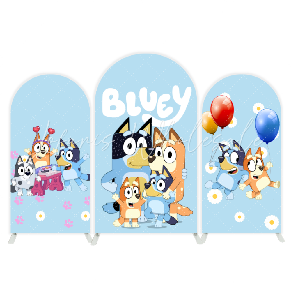 Toile de fond pour arche fête anniversaire Bluey