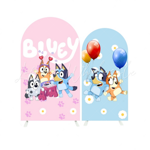 Toile de fond pour arche Joyeux Anniversaire Bluey