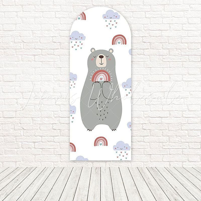 Toile de fond pour arche âme forêt douce ours boho pour événement bébé rustique