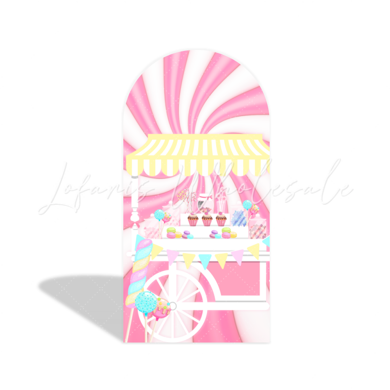 Toile de fond pour arche fête anniversaire Baby Shower beignet bonbon