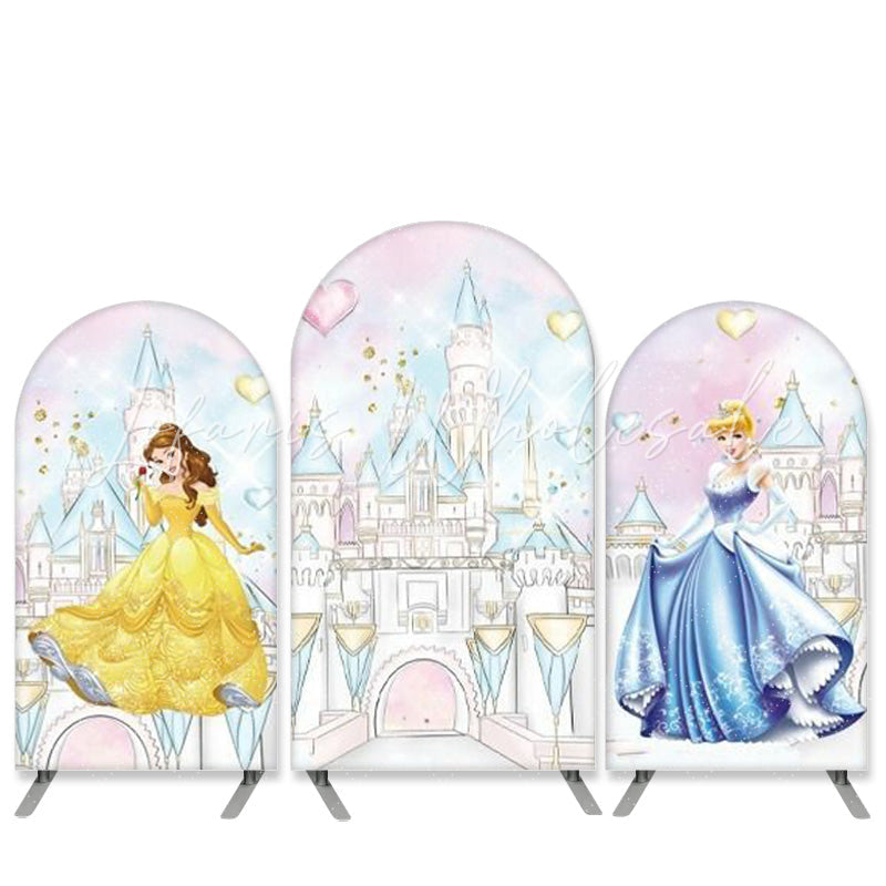 Kit toile de fond pour arche anniversaire princesse thème château dessin animé