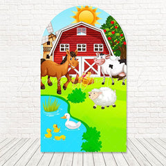 Toile de fond pour arche dessin animé petite ferme pour événements enfants fun et ludiques