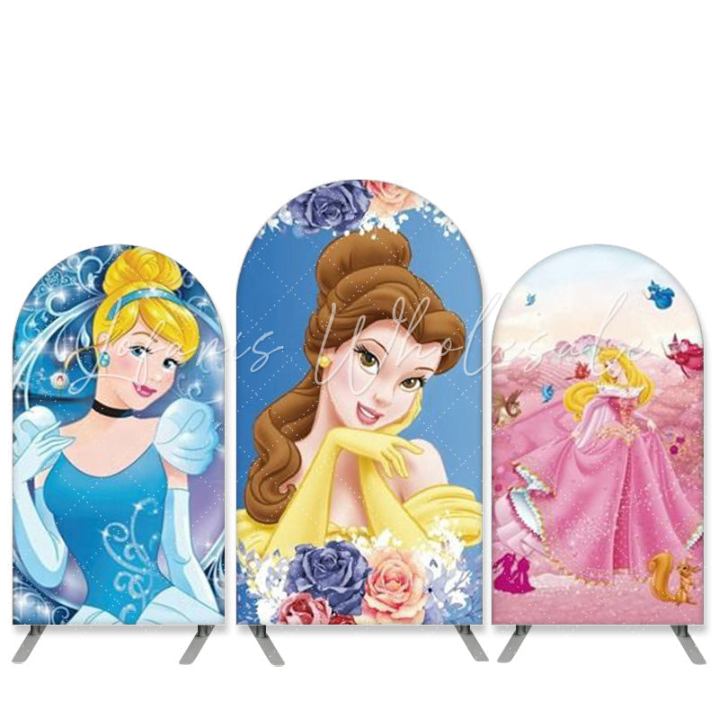 Kit toile de fond pour arche anniversaire filles thème princesse dessin animé