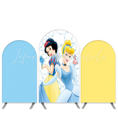 Kit toile de fond pour arche anniversaire bleu jaune thème princesse dessin animé