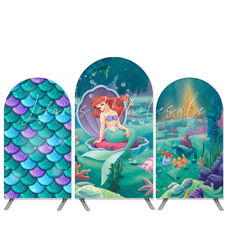 Kit toile de fond pour arche anniversaire vert thème princesse monde marin dessin animé
