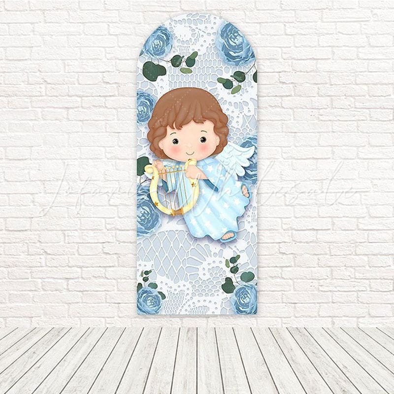 Toile de fond pour arche charme doux ange rose baptême pour événement sacré