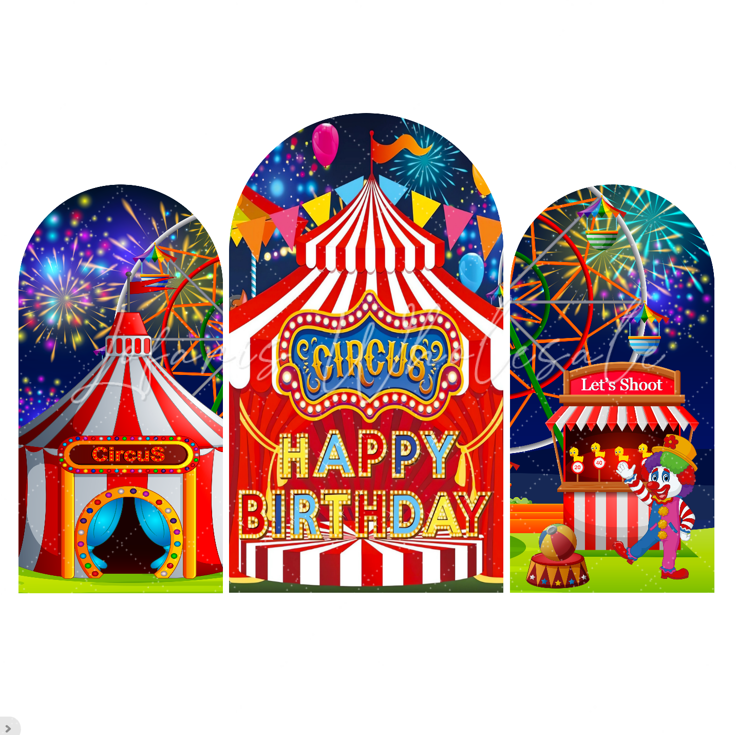 Toile de fond pour arche fond fête anniversaire Baby Shower thème Cirque