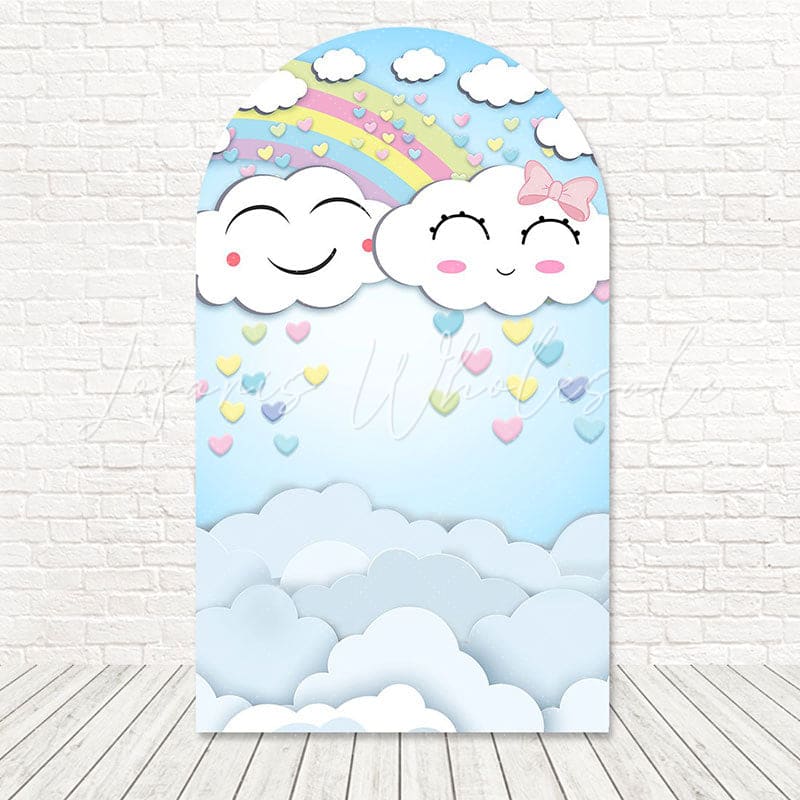 Toile de fond pour arche pluie amour nuage pour décor événement doux et fantaisiste