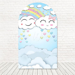 Toile de fond pour arche pluie amour nuage pour décor événement doux et fantaisiste