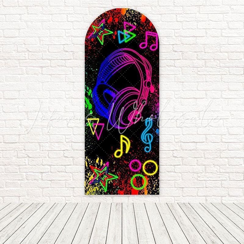 Toile de fond pour arche événement danse concert lumières néon musicales couleur