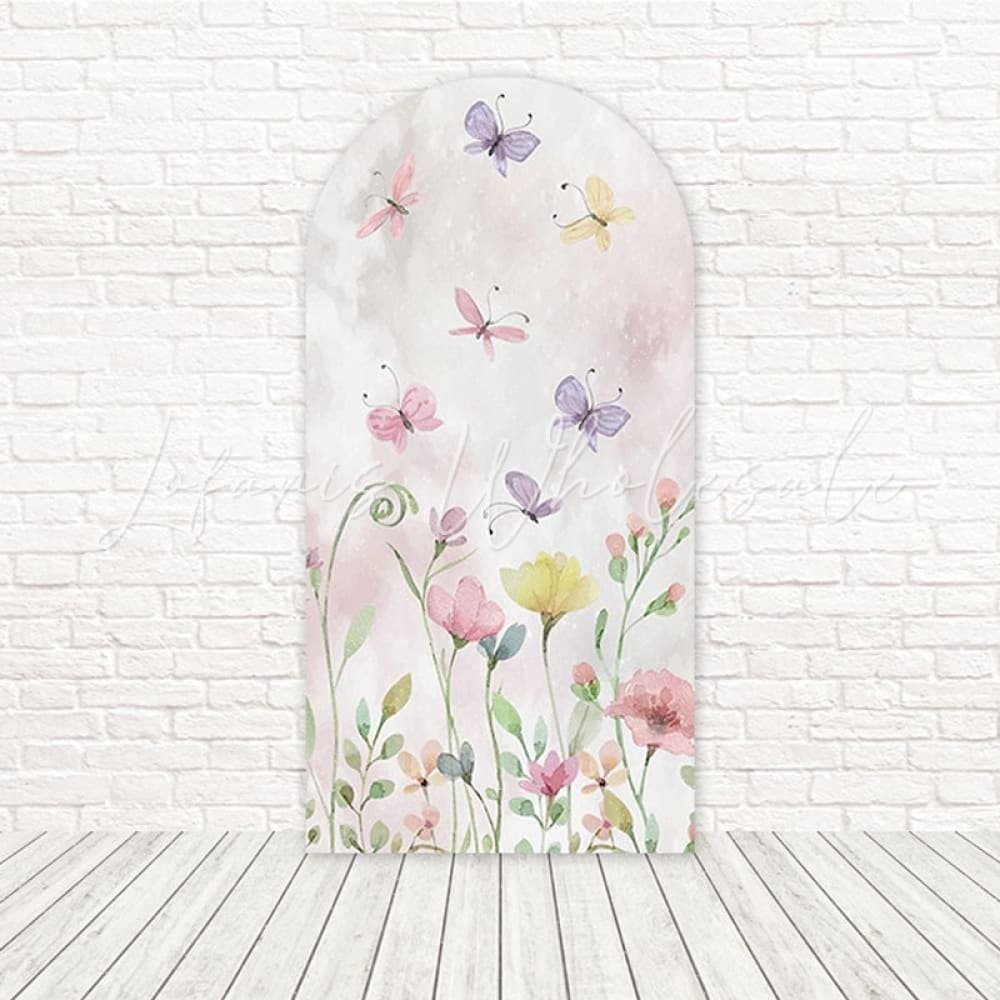 Toile de fond pour arche ailes battantes papillons colorés pour séance photo printemps