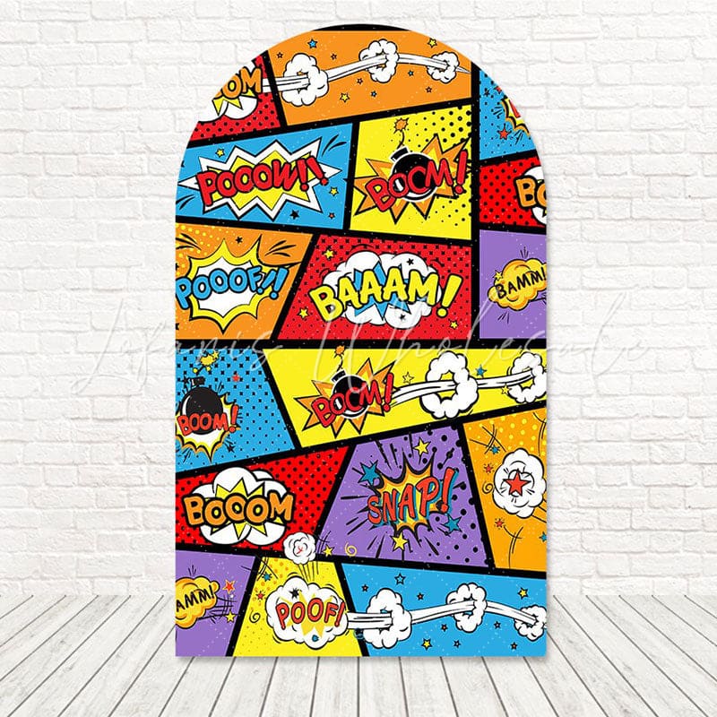 Toile de fond pour arche héros Marvel colorés pour thèmes événement lumineux et audacieux