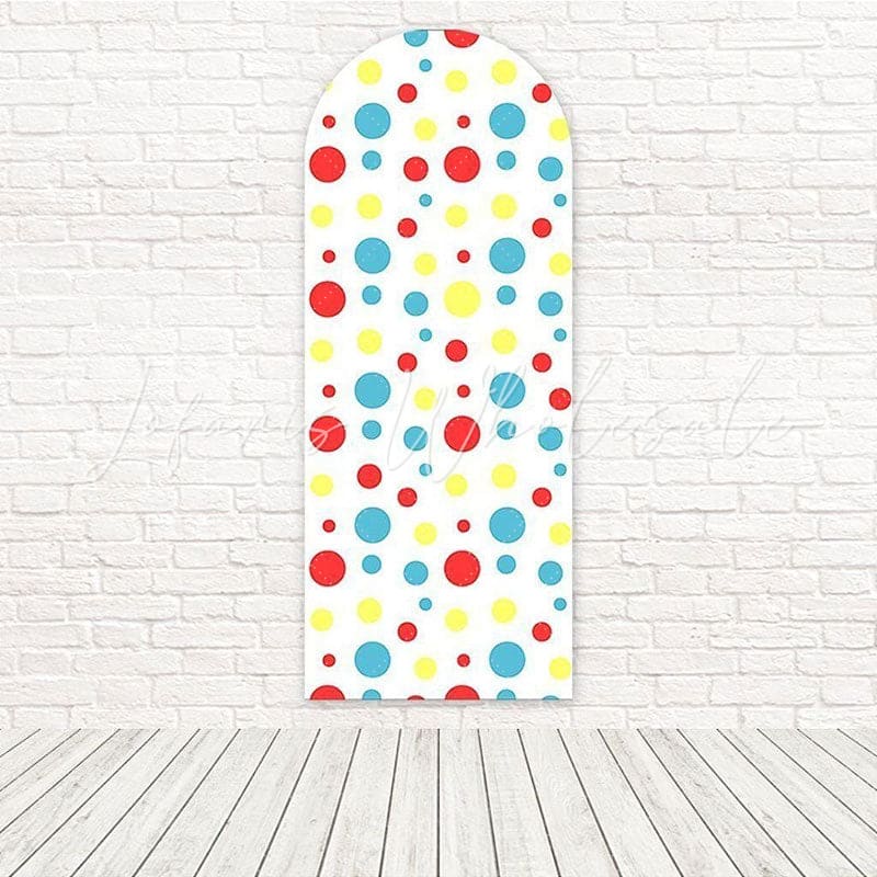 Toile de fond pour arche cercle vibrant pois coloré pour thème anniversaire