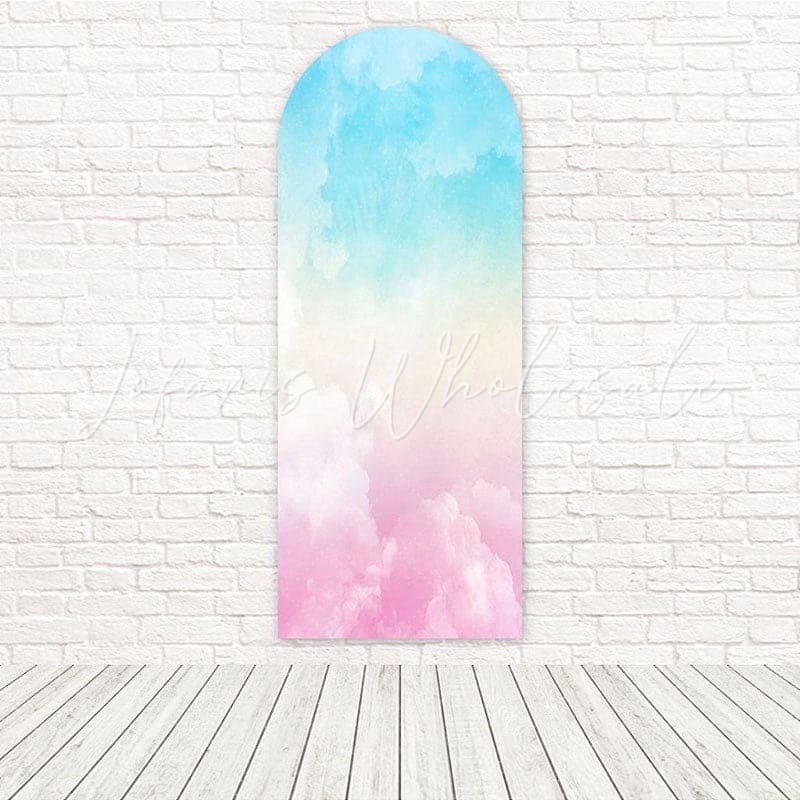 Toile de fond pour arche ambiance douce rêveuse tie dye coloré pour anniversaire rétro