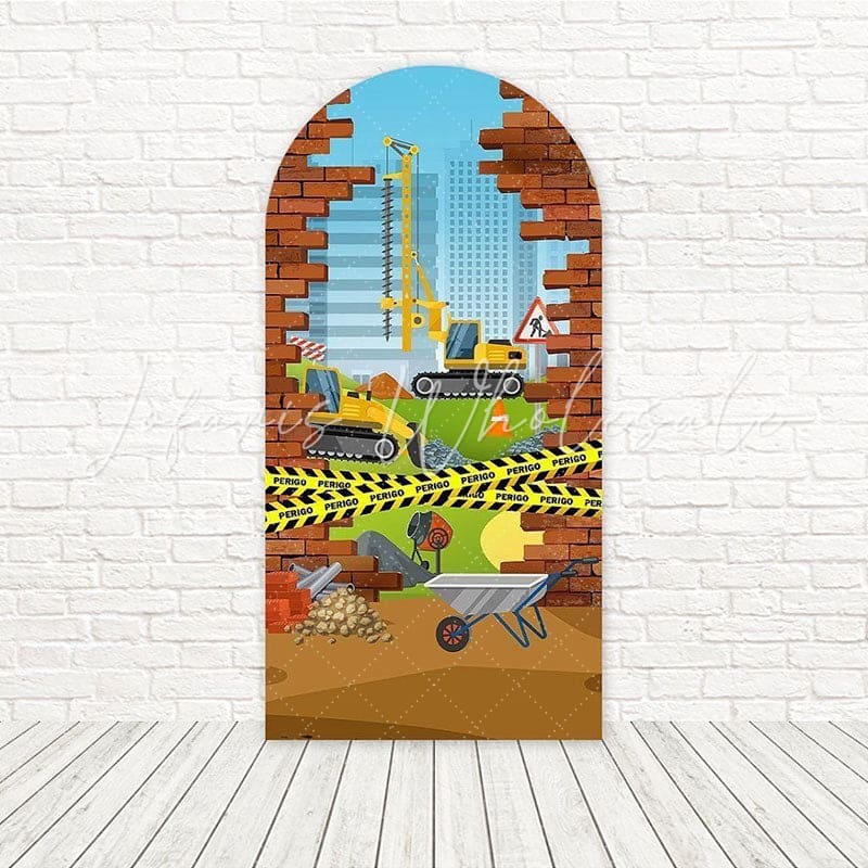 Toile de fond pour arche industriel chantier construction pour célébrations à thème