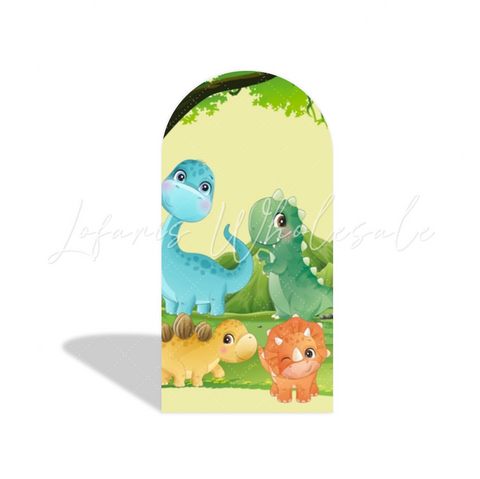 Toile de fond pour arche Joyeux Anniversaire thème dessin animé dinosaure mignon
