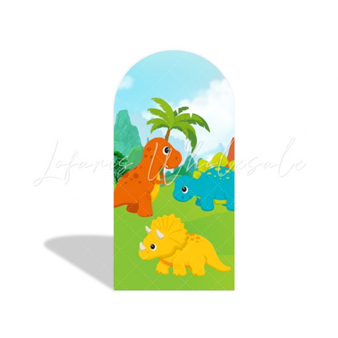 Toile de fond pour arche Joyeux Anniversaire thème dessin animé dinosaure mignon