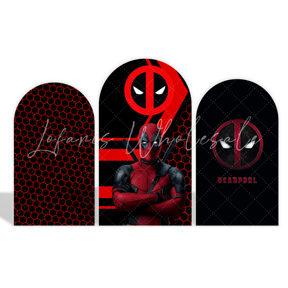 Toile de fond pour arche fête anniversaire thème Deadpool