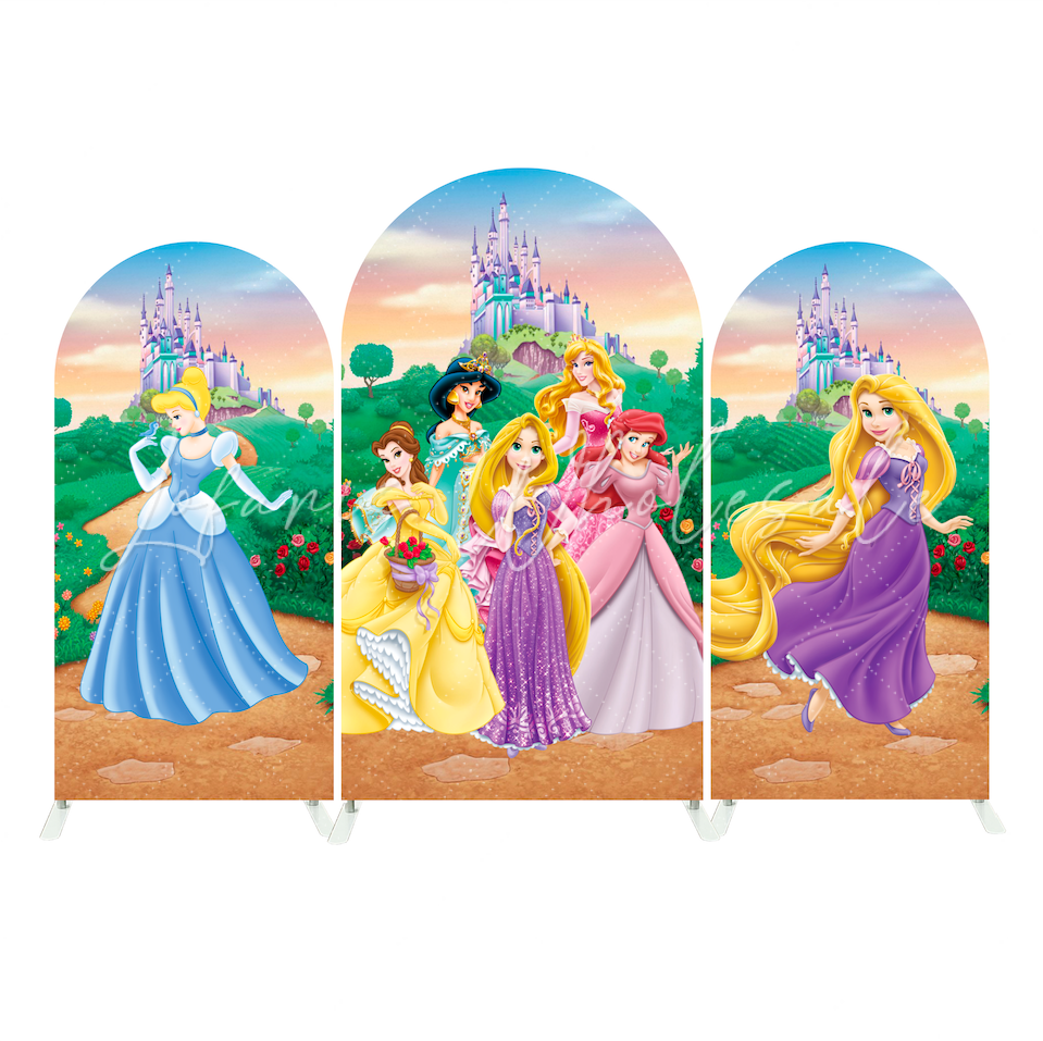 Toile de fond pour arche fond fête anniversaire Princesses Disney