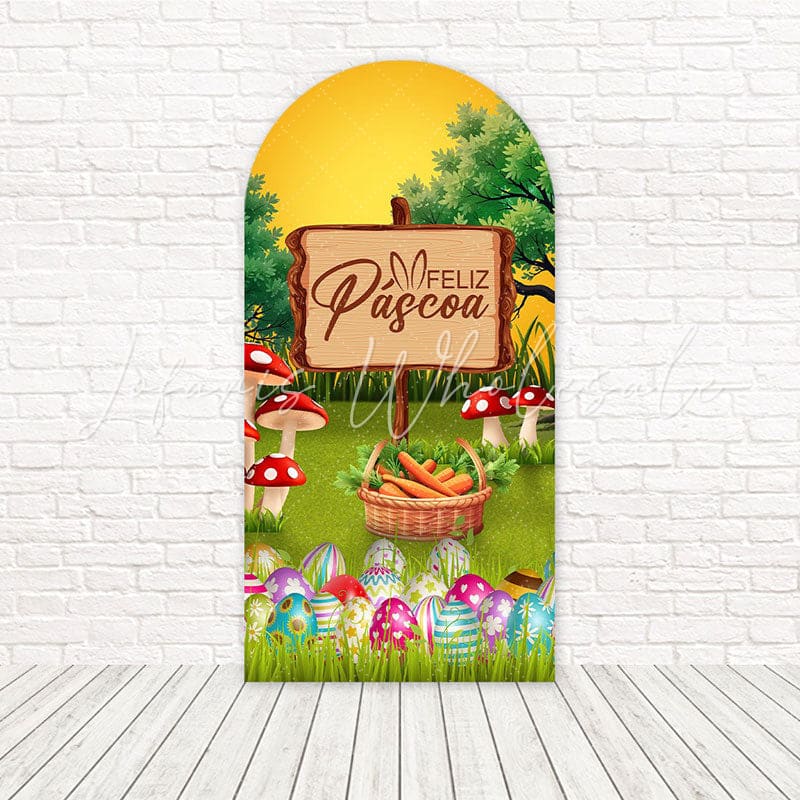 Toile de fond pour arche floraison douce prairie œufs de Pâques pour fun vacances extérieur